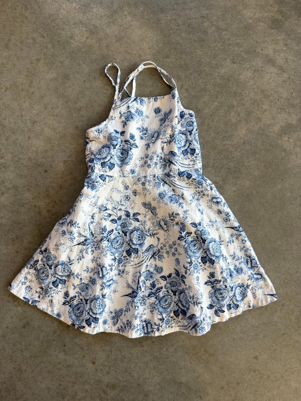 Polo Ralph Lauren Girls Blue Floral Toile Sundress 4T Crisscross Straps Buttons